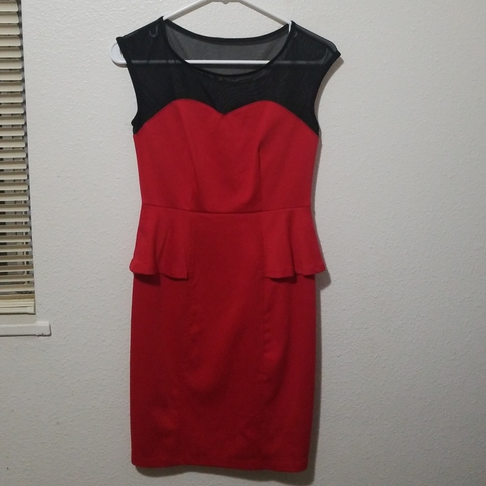 Beautiful Red and Black Midi dress